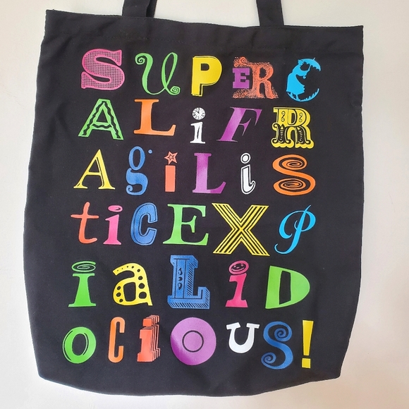 Mary Poppins Broadway Supercalifragilisticexpialidocious Black Tote Bag - Picture 3 of 7
